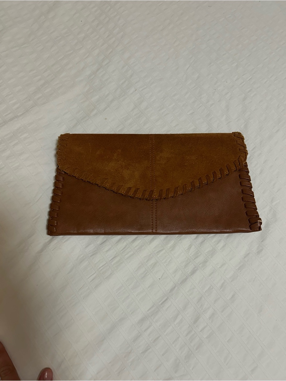 Sole Society Cognac Whipstitch Envelope Clutch — NWOT